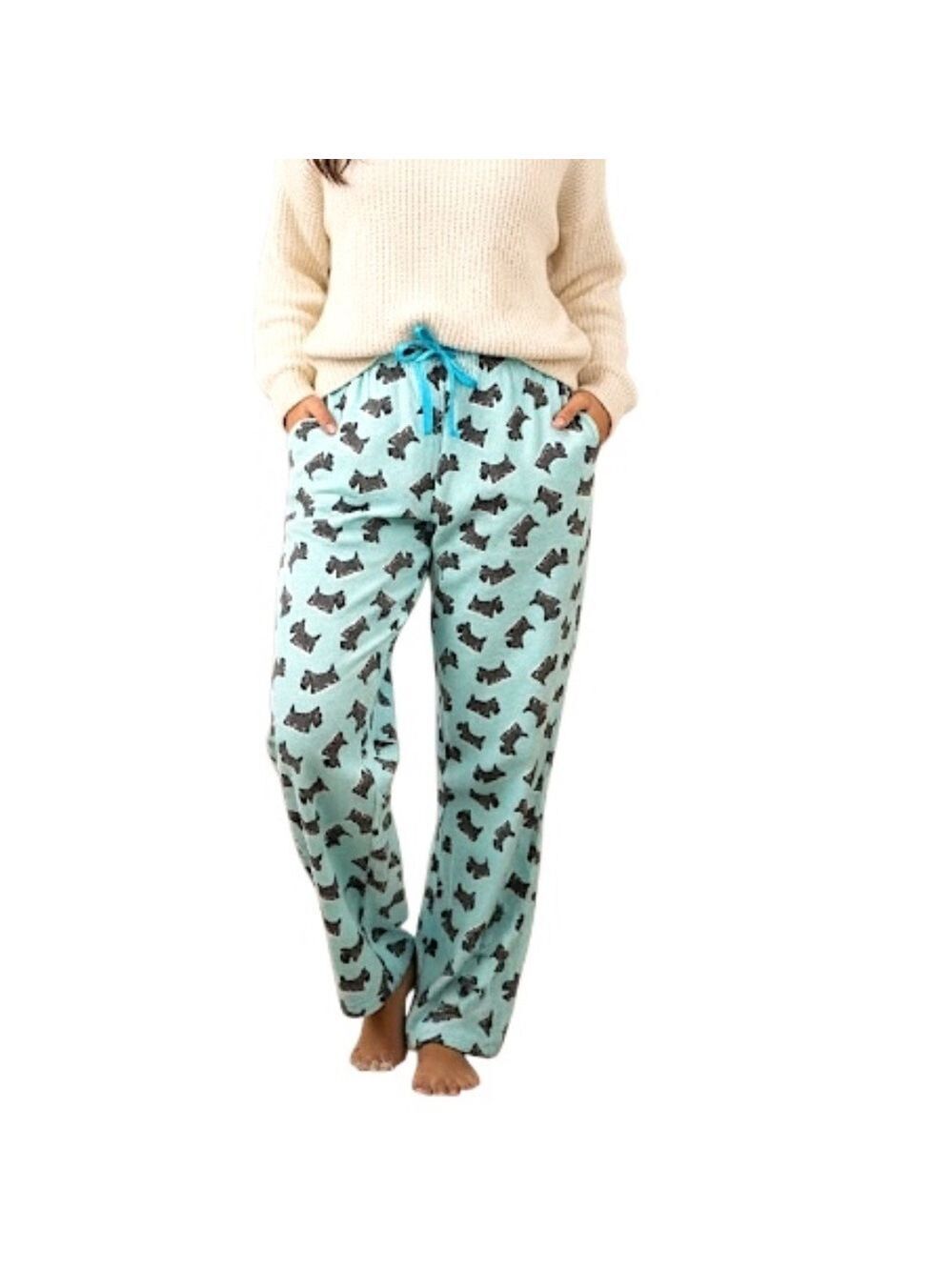 Aqua blue cotton flannel Scottie dog lounge pants pyjama pants XXL / 20 - Picture 1 of 14
